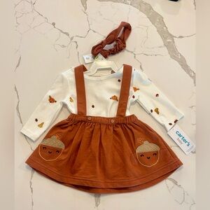 NWT- Girls size 3M Carters.Fall acorn outfit with bow.